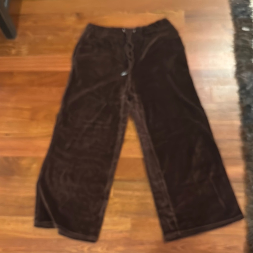 Nili Lotan Brown Velvet Wide-Leg Pants